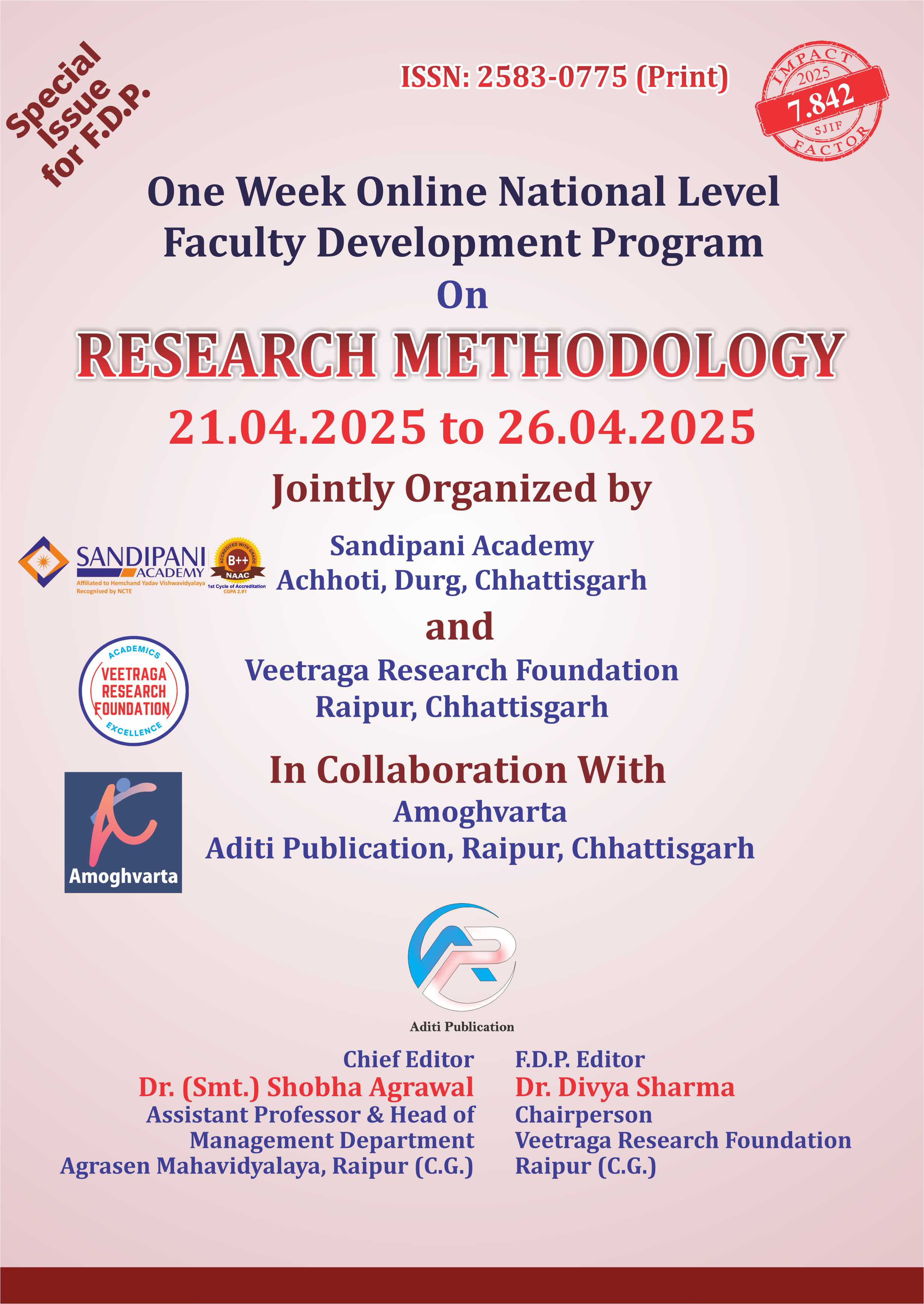 Disciplinary and Bilingual Special issue for Faculty Development Program on Research Methodology